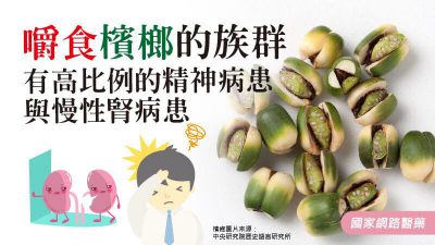 嚼食檳榔的族群有高比例的精神病患與慢性腎病患