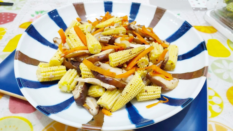 減脂食譜：玉米筍炒香菇