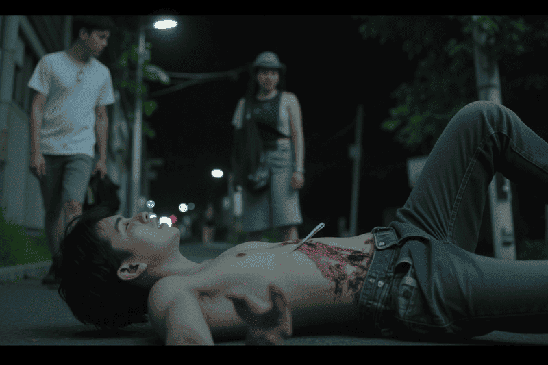 被人弄傷的夢：夜晚街頭的襲擊的夢境示意圖