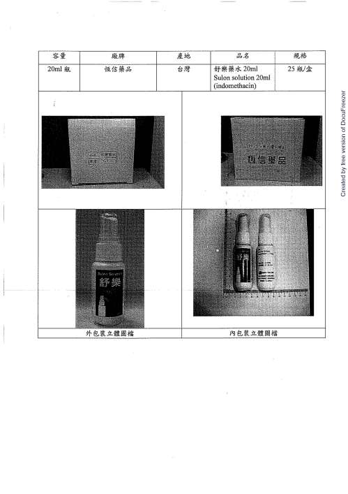 SULON SOLUTION (INDOMETHACIN) 舒樂藥水（吲哚美洒辛）