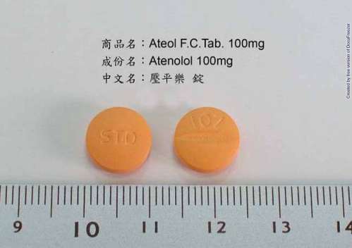 Ateol F.C. Tab. 100mg "Standard" (Atenolol) "生達"壓平樂膠衣錠１００毫克（阿廷諾）