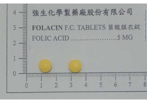 FOLACIN F.C. TABLETS 5MG (FOLIC ACID) "JOHNSON" "強生"葉酸膜衣錠５毫克