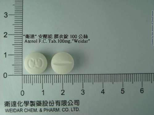 ATENOL F.C. TABLETS 100MG "WEIDAR" (ATENOLOL) "衛達"安壓能膜衣錠１００公絲（阿廷諾）