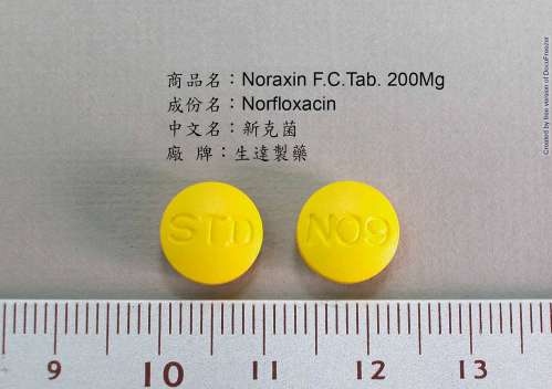NORAXIN F.C. TABLETS 200MG "STANDARD" (NORFLOXACIN) "生達" 新克菌膜衣錠２００公絲（若弗洒辛）