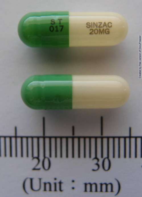 SINZAC CAPSULES 20MG "信東" 信樂膠囊２０毫克