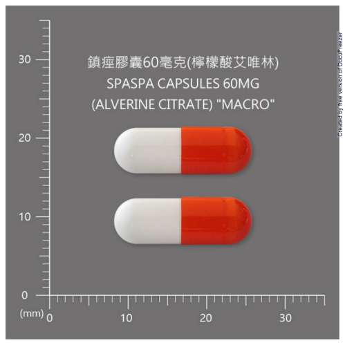 SPASPA CAPSULES 60MG (ALVERINE CITRATE) "MACRO" "瑪科隆"鎮痙膠囊６０毫克（檸檬酸艾唯林）