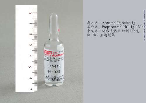 Acetamol Injection 1g“Standard” “生達”舒疼消熱注射劑 1 公克