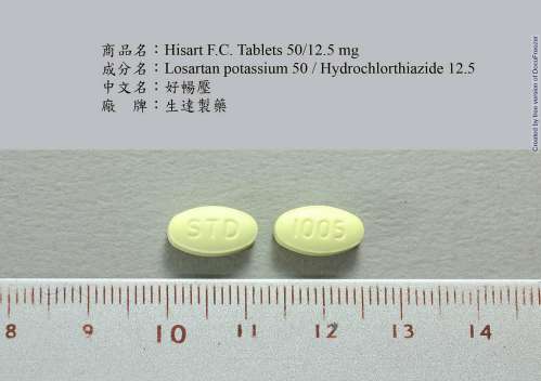 Hisart F.C. Tablets 50/12.5mg“Standard”(Losartan potassium and Hydrochlorothiazide) “生達”好暢壓膜衣錠 50/12.5 毫克
