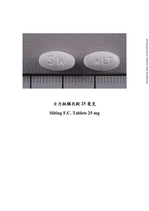 Sliting F.C. Tablets 25mg 士力挺膜衣錠25毫克