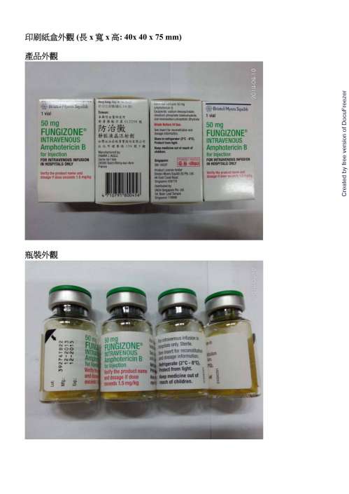 FUNGIZONE INTRAVENOUS INJECTION 防治黴靜脈凍晶注射劑