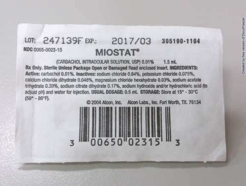MIOSTAT (INTRAOCULAR CARBACHOL SOLUTION 0.01%) 愛爾康縮瞳液(1)