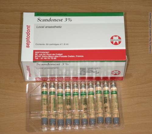 SCANDONEST 3% WITHOUT VASO-CONSTRICTOR "賽普敦特" 局部麻醉注射劑３％
