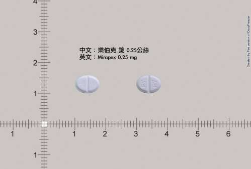 MIRAPEX TABLETS 0.25MG 樂伯克錠　０．２５公絲