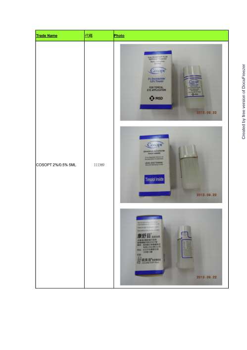 COSOPT OPHTHALMIC SOLUTION 康舒目點眼液劑