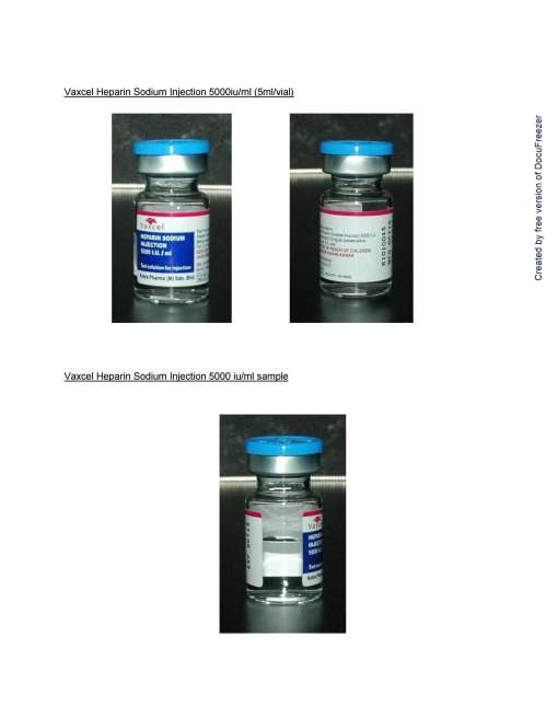 Vaxcel Heparin Sodium Injection 5000 IU/ml 瑋瑟肝素鈉注射液5000單位/毫升