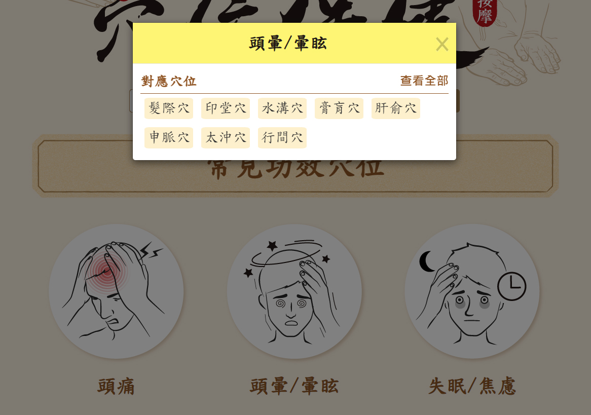 頭暈暈眩對應穴位