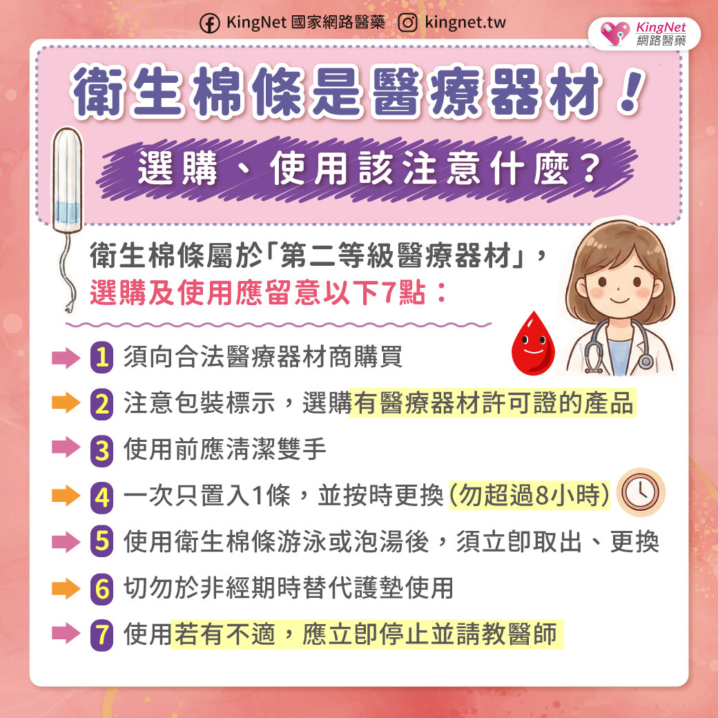 「衛生棉條是醫療器材！選購、使用該注意什麼？」健康懶人包
